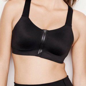 Knockout by VICTORIAS SECRET Front Closure Sports Bra Underwire Zip Up Black 34D